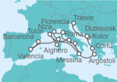 Itinerario del Crucero Grecia, Adriático y Mediterráneo Occidental - Cunard