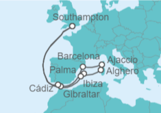Itinerario del Crucero Mediterráneo desde Londres - Cunard