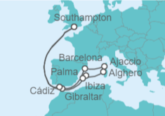 Itinerario del Crucero Paseo por las Islas Baleares - Cunard