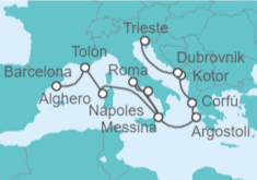 Itinerario del Crucero Francia, Italia y Adriático - Cunard