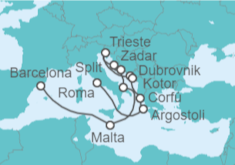 Itinerario del Crucero De Barcelona a Roma - Cunard