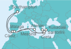 Itinerario del Crucero Mediterráneo desde Londres - Cunard