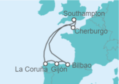 Itinerario del Crucero España y Francia desde Londres - Cunard