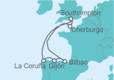 Itinerario del Crucero España y Francia desde Londres - Cunard