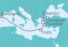 Itinerario del Crucero Mar Egeo y Estambul - Cunard