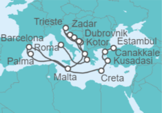 Itinerario del Crucero Perlas del Mediterráneo - Cunard