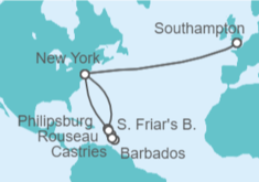 Itinerario del Crucero De Londres al Caribe - Cunard