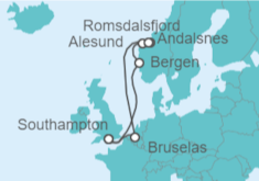 Itinerario del Crucero Fiordos Noruegos - Cunard