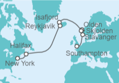 Itinerario del Crucero Travesía transatlántica, Noruega e Islandia - Cunard