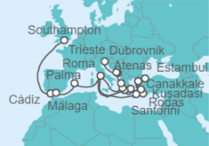 Itinerario del Crucero Mediterráneo e islas griegas - Cunard