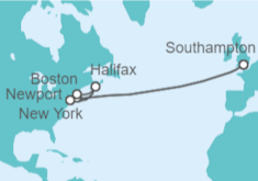 Itinerario del Crucero Estados Unidos y Canadá desde Londres - Cunard