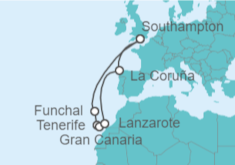 Itinerario del Crucero De Londres a las Islas Canarias  - Cunard