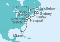 Itinerario del Crucero Canada & Colonial America - Princess Cruises