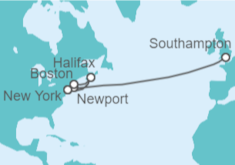 Itinerario del Crucero Desde Southampton hacia la costa Este - Cunard