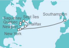 Itinerario del Crucero De Londres a Quebec - Cunard