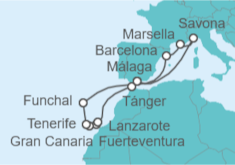 Itinerario del Crucero Islas Canarias - Costa Cruceros