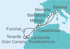 Itinerario del Crucero Sabores exóticos y paisajes lunares 2025 - Costa Cruceros