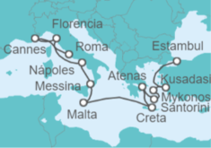 Itinerario del Crucero Islas Griegas e Italia: Santorini, Atenas y Florencia - NCL Norwegian Cruise Line