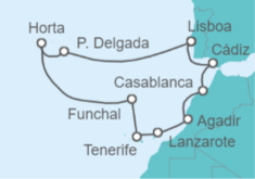 Itinerario del Crucero Europa: España, Marruecos y Azores - NCL Norwegian Cruise Line