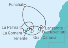 Itinerario del Crucero Islas Canarias con La Gomera y Madeira - AIDA