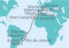 Itinerario del Crucero Desde Santos (Sao Paulo) a Civitavecchia (Roma) - MSC Cruceros