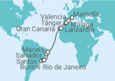 Itinerario del Crucero Desde Santos (Sao Paulo) a Marsella (Francia) - MSC Cruceros