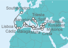 Itinerario del Crucero De Venecia a Londres - Cunard