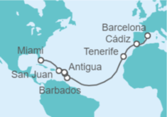 Itinerario del Crucero De Barcelona a Miami  - Explora Journeys