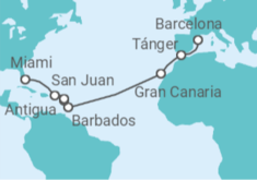 Itinerario del Crucero Desde Barcelona a Miami  - Explora Journeys