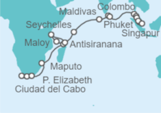 Itinerario del Crucero Desde Ciudad del Cabo (Sudáfrica) a Singapur - Oceania Cruises