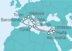 Itinerario del Crucero Francia, Italia,  Chipre, Egipto, Túnez - Costa Cruceros