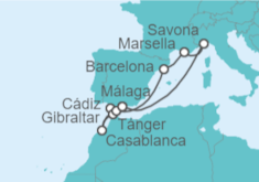 Itinerario del Crucero Francia, Italia, España, Marruecos, Gibraltar - Costa Cruceros