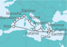 Itinerario del Crucero Italia, Grecia, España, Francia - Costa Cruceros