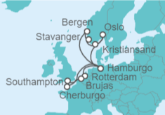 Itinerario del Crucero Holanda, Bélgica, Francia, Reino Unido, Alemania, Noruega - AIDA
