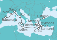 Itinerario del Crucero Desde Barcelona a Pireo (Atenas) - Costa Cruceros