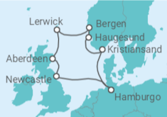 Itinerario del Crucero Islas Británicas y Fiordos Noruegos - AIDA