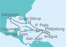 Itinerario del Crucero Islas Vírgenes - Reino Unido, Antigua Y Barbuda, Saint Maarten, Puerto Rico, Islas Caimán, México - NCL Norwegian Cruise Line