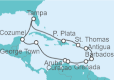Itinerario del Crucero México, Islas Caimán, Aruba, Curaçao, Barbados, Antigua Y Barbuda, Islas Vírgenes - EEUU - NCL Norwegian Cruise Line