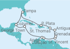 Itinerario del Crucero México, Islas Caimán, Aruba, Curaçao, Antigua Y Barbuda, Islas Vírgenes - EEUU - NCL Norwegian Cruise Line