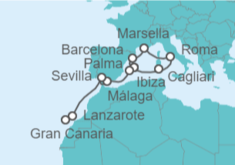 Itinerario del Crucero Desde Palma de Mallorca a Las Palmas de Gran Canaria - AIDA