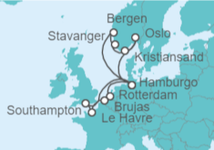 Itinerario del Crucero Noruega, Alemania, Holanda, Bélgica, Francia, Reino Unido - AIDA