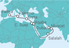 Itinerario del Crucero De Palma de Mallorca a Dubái  - AIDA