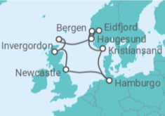 Itinerario del Crucero Reino Unido, Noruega - AIDA