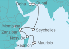 Itinerario del Crucero Sudáfrica: Seychelles, Kenia y Tanzania - NCL Norwegian Cruise Line