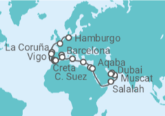 Itinerario del Crucero De Hamburgo a Abu Dhabi  - AIDA