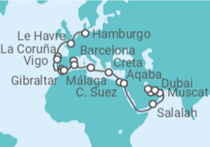Itinerario del Crucero España, Jordania, Emiratos Árabes - AIDA