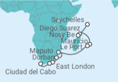 Itinerario del Crucero Desde Victoria a Ciudad del Cabo  - AIDA
