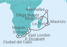 Itinerario del Crucero De Port Louis a Ciudad del Cabo  - AIDA