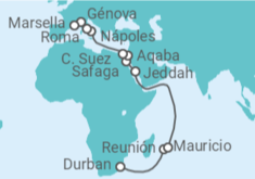 Itinerario del Crucero Desde Durban (Sudáfrica) a Marsella (Francia) - MSC Cruceros