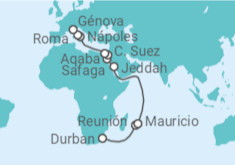 Itinerario del Crucero Desde Durban (Sudáfrica) a Génova (Italia) - MSC Cruceros